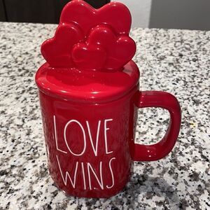 New Rae Dunn Love Wins Mug with Cover